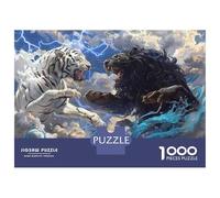 for Adults 1000 Piece Jigsaw Puzzle White Tiger Vs Black Panther Battle Jigsaw for Adults Family Game Improve Memory Christmas Birthday Gifts 70x50cm/1000pcs