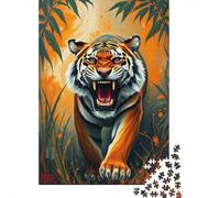 for Adults 1000 Piece Jigsaw Puzzle Wild Tiger Roar Art Print Adult Jigsaw Toy Wall Decor Difficult Challenge Fun at Home Activities, 38x26cm/1000pcs