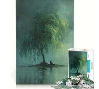 for Adults 1000 Piece Jigsaw Puzzle Willow Tree by The Water Fun Games Challenging To Complete Improving Love between Couples 38x52cm