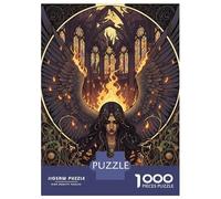 for Adults 1000 Piece Jigsaw Puzzle Winged Fallen Angel in Burning Cathedral Jigsaw for Adults Family Game Improve Memory Christmas Birthday Gifts 38x26cm/1000pcs