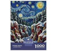 for Adults 1000 Piece Jigsaw Puzzle Winter Canyon Starry Night Painting Jigsaw Puzzle Relax Games Home Decoration Unique Birthday And Xmas Gifts 70x50cm/1000pcs