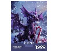 for Adults 1000 Piece Jigsaw Puzzle Winter Dragon with Candy Cane Adult Jigsaw Toy Wall Decor Difficult Challenge Fun at Home Activities, 38x26cm/1000pcs