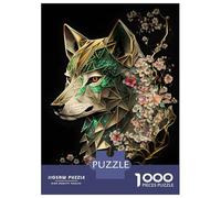 for Adults 1000 Piece Jigsaw Puzzle Wolf Cherry Blossoms Dark Adult Puzzles Family Games Difficult Challenge Fun Activities at Home 70x50cm/1000pcs