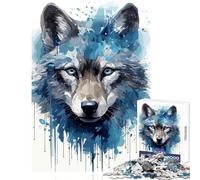 for Adults 1000 Piece Jigsaw Puzzle Wolf Cub Face Watercolor Fun Family Bonding Activity Ideal Festive Choice (50X75cm)
