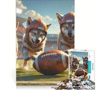 for Adults 1000 Piece Jigsaw Puzzle Wolf Cubs Old School Football Educational Toy Decompressing Intellectual for Is Ideal As A Gift 38x26cm