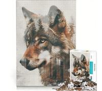 for Adults 1000 Piece Jigsaw Puzzle Wolf Double Exposure Educational Toy Decompressing Intellectual for Is Ideal As A Gift 50x75cm