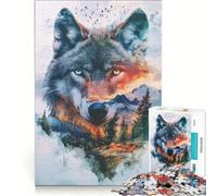 for Adults 1000 Piece Jigsaw Puzzle Wolf Double Exposure Landscape Art Educational Toy Decompressing Intellectual for Is Ideal As A Gift 50x75cm