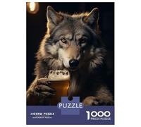 for Adults 1000 Piece Jigsaw Puzzle Wolf Drinking Beer Pint Teenager Puzzles DIY Toys Difficult Challenge Challenging Game Gifts 52x38cm/1000pcs
