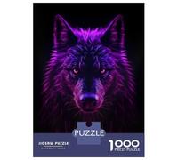 for Adults 1000 Piece Jigsaw Puzzle Wolf Magenta Neon Jigsaw for Adults Relax Games Hand Speed Race Fun Activities at Home 52x38cm/1000pcs