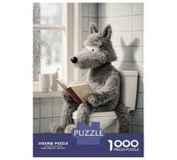 for Adults 1000 Piece Jigsaw Puzzle Wolf Reading on Toilet Puzzle for Adults Relaxing Games Birthday Present Unique Birthday And Xmas Gifts 70x50cm/1000pcs