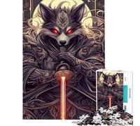 for Adults 1000 Piece Jigsaw Puzzle Wolf Samurai with Red Lightsaber Teenager Puzzles Anti-Stress Toys But Fun And Humorous Fun Activities at Home (Size 50x75cm)