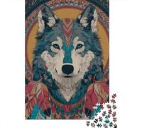 for Adults 1000 Piece Jigsaw Puzzle Wolf Spirit Totem Art Print-1 Adult Jigsaw Toy Wall Decor Difficult Challenge Fun at Home Activities, 70x50cm/1000pcs