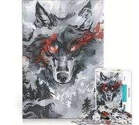 for Adults 1000 Piece Jigsaw Puzzle Wolf with Smoke Red Eyes Anti-Stress Toys Difficult Hard Wishlist with Santa Claus 38x26cm