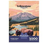 for Adults 1000 Piece Jigsaw Puzzle Yellowstone National Park Poster Teenager Puzzles Toy Wall Decor Stress Reliever Fun at Home Activities, 38x26cm/1000pcs