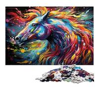 for Adults 1000 Piece Psychedelic Color Horse Jigsaw Puzzle for Adults Paper Jigsaw Fun Puzzles Games 1000 PCS(38x26cm)