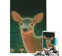for Adults 1000 Piece Puzzle A Magical Deer with Glowing Antlers in An Enchanted Forest Home Decor Mind Game Non-toxic Safe Ink Printing Stunning Gifts for Art Collection (Size 38x52cm)