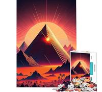for Adults 1000 Piece Puzzle A Pyramid in The Neon Sand Home Decor Mind Game Non-toxic Safe Ink Printing Stunning Gifts for Art Collection (Size 50x75cm)