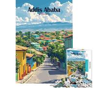 for Adults 1000 Piece Puzzle Addis Ababa Cityscape Jigsaw for Teenagers Pattern Assembly Parent-child Interaction Birthday And Unique Gifts (Size 38x26cm)