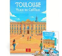 for Adults 1000 Piece Puzzle Affiche Place Du Capitole | 38x26cm Home Decoration Every Piece is Unique Antistress Vacation at home Killing time