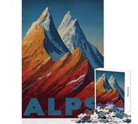 for Adults 1000 Piece Puzzle Alps Mountain Range Vintage Poster Art Practical Game for The Whole Family Toy Wall Decor Train Your Brain And Hands (38x26cm)