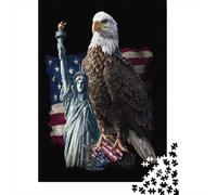 for Adults 1000 Piece Puzzle American Eagle Statue Flag Art Print Jigsaws for Adults Toy Wall Decor Enhance Memory Unique Gifts for Birthday And Christmas 38x26cm/1000pcs