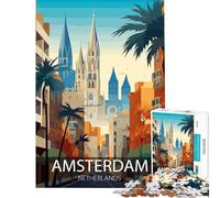 for Adults 1000 Piece Puzzle Amsterdam Cityscape Jigsaw Puzzle 1000 Educational Toy Tough Challenge Brainteaser Family Games (38x52cm)