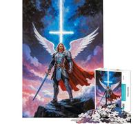 for Adults 1000 Piece Puzzle Angelic Warrior Archangel Michael Fun at Home Activities, Precision Cutting Practical Game Suitable for Ages 14 And Up (38X26CM)