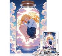 for Adults 1000 Piece Puzzle Anime Girl Sleeping in A Jar Puzzle For Teenagers Staycation Kill Time Fun Activities at Home Unique Challenge Game (38x26cm)