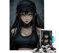 for Adults 1000 Piece Puzzle Anime Girl with Yellow Eyes Help The Brain Exercise Staycation Kill Time Family Games for And 14 Years And over (50x75cm)