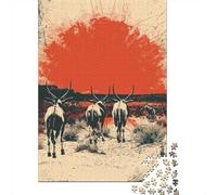 for Adults 1000 Piece Puzzle Antelope Herd Sunset Puzzles for Adults Hands-on Game Staycation Kill Time Unique Gifts for Birthday And Christmas 52x38cm/1000pcs