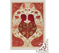 for Adults 1000 Piece Puzzle Art Nouveau Floral Heart Puzzles for Adults Hands-on Game Staycation Kill Time Unique Gifts for Birthday And Christmas 52x38cm/1000pcs