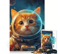 for Adults 1000 Piece Puzzle Astronaut Cute Cartoon Cat Exact Cut Art Brain Skill Play Leisure Play Fun Birthday Art Gift (50x75cm)
