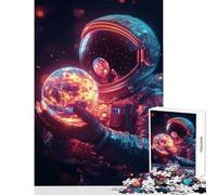 for Adults 1000 Piece Puzzle Astronaut Holding Burning Planet Jigsaw Puzzles for Teenagers Precision Cutting Train Your Brain And Hands Great Gifts for Gaming (38x52cm)