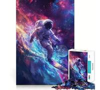 for Adults 1000 Piece Puzzle Astronaut Surfing in Space Exact Cut Art Brain Skill Play Leisure Play Fun Birthday Art Gift (38x52cm)
