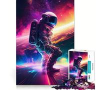 for Adults 1000 Piece Puzzle Astronaut Surfing In Space Exact Cut Art Brain Skill Play Leisure Play Fun Birthday Art Gift (38x26cm)