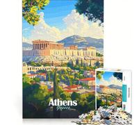 for Adults 1000 Piece Puzzle Athens, Greece Travel Poster, Educational Toy, Parent-child Interaction, Deal As Gifts for The Whole Family 50x75cm