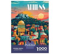 for Adults 1000 Piece Puzzle Athens Sunset Puzzles for Adults Hands-on Game Staycation Kill Time Unique Gifts for Birthday And Christmas 52x38cm/1000pcs