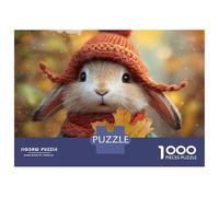 for Adults 1000 Piece Puzzle Autumn Bunny with Leaf Puzzles for Adults Hands-on Game Staycation Kill Time Unique Gifts for Birthday And Christmas 52x38cm/1000pcs