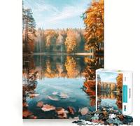 for Adults 1000 Piece Puzzle Autumn Lake Reflection Exact Cut Art Brain Skill Play Leisure Play Fun Birthday Art Gift (38x26cm)