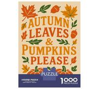 for Adults 1000 Piece Puzzle Autumn Leaves And Pumpkins Please Puzzles for Adults Brain Teaser Game Perfect Decoration Difficult And Challenge 52x38cm/1000pcs