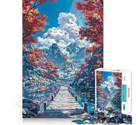 for Adults 1000 Piece Puzzle Autumn Mountain Lake Pier Landscape Exact Cut Art Brain Skill Play Leisure Play Fun Birthday Art Gift (50x75cm)