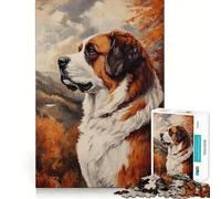 for Adults 1000 Piece Puzzle Autumn Saint Bernard Exact Cut Art Brain Skill Play Leisure Play Fun Birthday Art Gift (38x26cm)