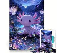 for Adults 1000 Piece Puzzle Axolotl with Angels in Fantasy Landscape Exact Cut Art Brain Skill Play Leisure Play Fun Birthday Art Gift (50x75cm)