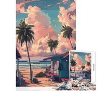 for Adults 1000 Piece Puzzle Beach House at Sunset Puzzle For Teenagers Staycation Kill Time Fun Activities at Home Unique Challenge Game (50x75cm)