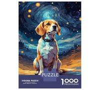 for Adults 1000 Piece Puzzle Beagle Starry Night Jigsaw Anti-Stress Toys Presents for Women Unique Gifts for Birthday And Christmas 38x26cm/1000pcs