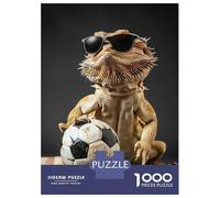 for Adults 1000 Piece Puzzle Bearded Dragon with Soccer Ball Puzzles for Adults Hands-on Game Staycation Kill Time Unique Gifts for Birthday And Christmas 70x50cm/1000pcs