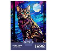 for Adults 1000 Piece Puzzle Bengal Cat Stained Blue Teenager Puzzles Relax Games Improve Memory Unique Gifts for Birthday And Christmas 70x50cm/1000pcs