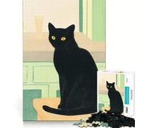 for Adults 1000 Piece Puzzle Black Cat Still Life Tight Fit Play,Brain Game Gift,Chill Play Time,Birthday Fun Play (50x75cm)