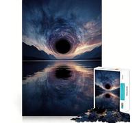 for Adults 1000 Piece Puzzle Black Hole Over Water Reflection Landscape Tight Fit Play,Brain Game Gift,Chill Play Time,Birthday Fun Play (38x26cm)