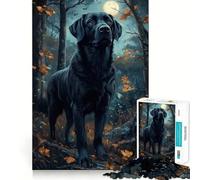 for Adults 1000 Piece Puzzle Black Lab in Moonlight Tight Fit Play, Brain Game Gift, Chill Play Time, Birthday Fun Play (50x75cm)